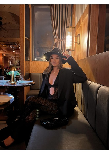 Monika Transparan Dantel Detaylı Tulum