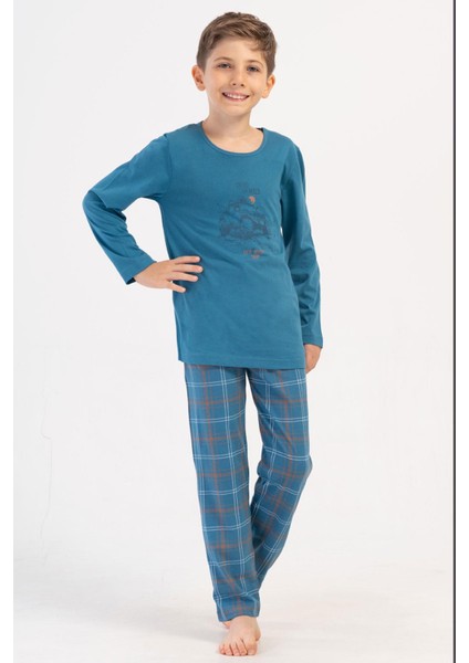 Erkek Çocuk Uzun Kol Mavi Pijama Takım C9T3N1O504