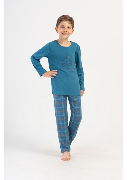 Erkek Çocuk Uzun Kol Mavi Pijama Takım C9T3N1O504