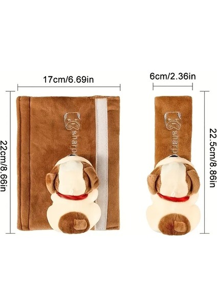 Kahverengi Köpek Araba Koltuk Kemeri Kılıfı & Yumuşak Polyester Omuz Koruyucu 1 Adet