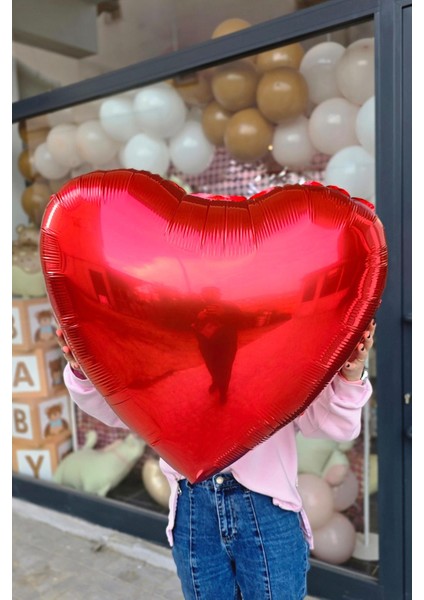 Büyük Kırmızı Kalp Balon 80 cm 32 Inç Parlak Kırmızı Kalp Folyo Balon fiyatları
