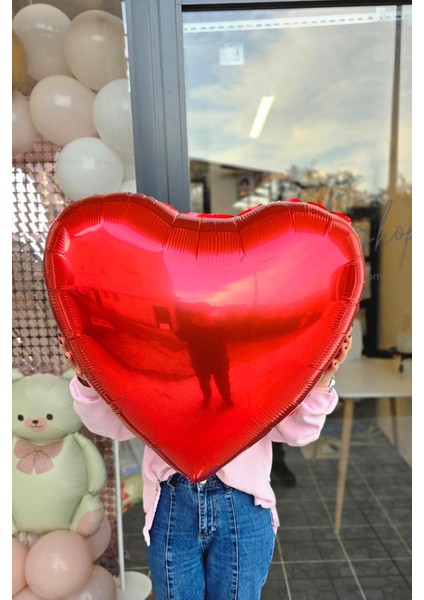 Büyük Kırmızı Kalp Balon 80 cm 32 Inç Parlak Kırmızı Kalp Folyo Balon modelleri