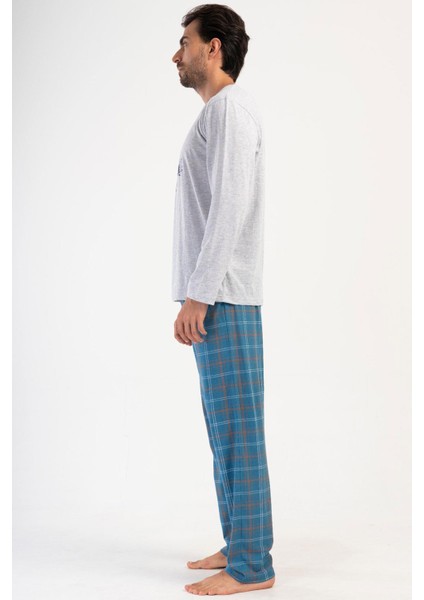 Erkek Uzun Kol Gri Melanj Pijama Takım C8T3N1O504