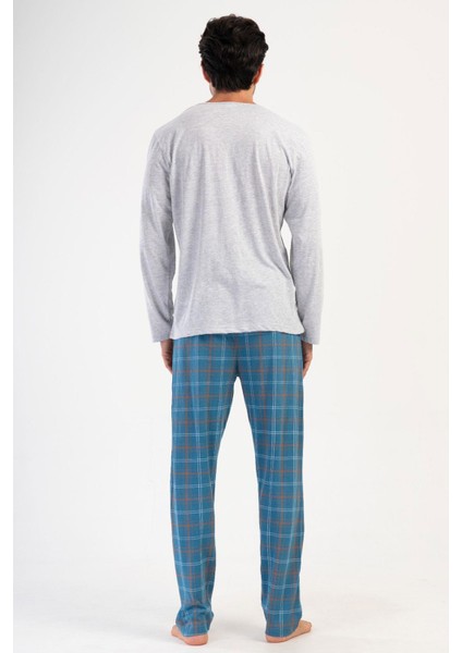 Erkek Uzun Kol Gri Melanj Pijama Takım C8T3N1O504