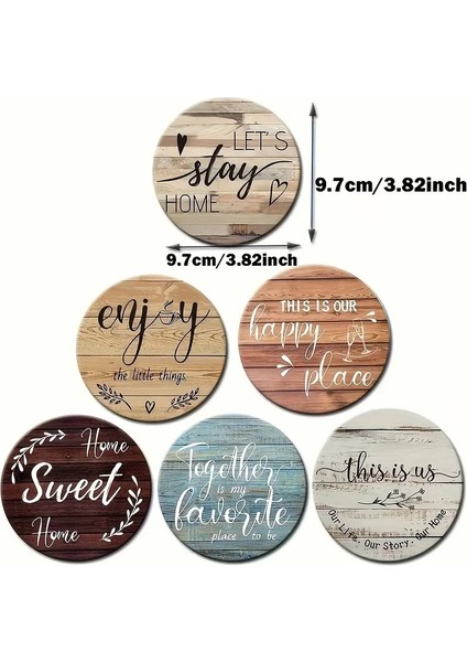 6 Lı Ahşap Polyester Bardak Alt Set Isıya Dayanıklı Kahve & Çay Fincan Dekoratif Içecek Matı