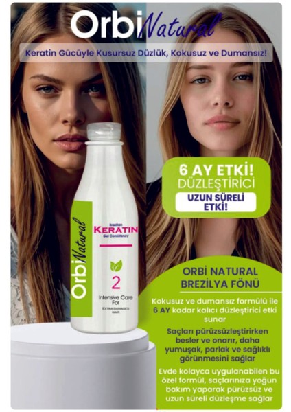 Brezilya Fönü Keratin Jel Kokusuz Dumansız 6 Ay Kalıcı Düzleştirici Etki 1000 ml