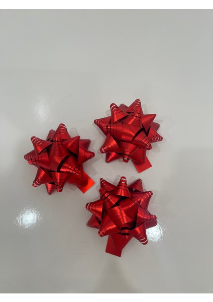 5 Adet Kırmızı Büyük Boy Süs !!! Mat Metalize Kutup Yıldızı Süs / Paket Süsü / modelleri