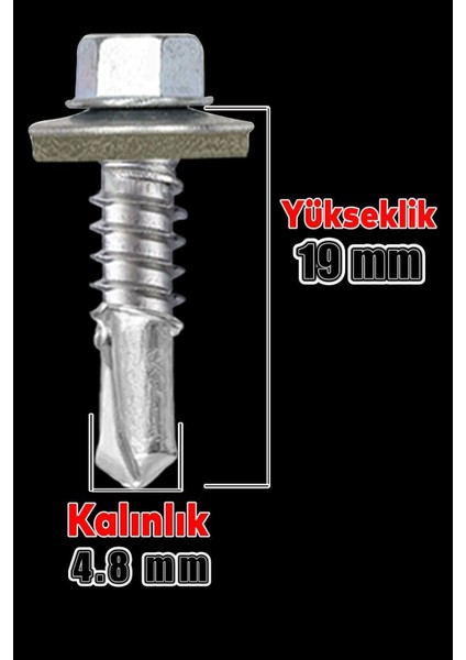Trapez Çatı Vidası 4.8 x 19 mm Paket 250 Adet Matkap Uçlu Saç Akıllı Vida fırsatları
