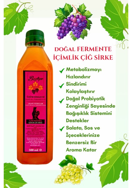 Üzüm Sirkesi Doğal Fermente Pet 500 ml