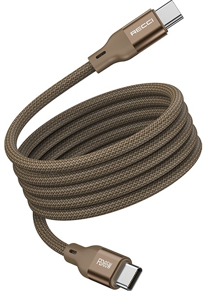 Type-C To Type-C Pd Magnetik Kablo Recci RS23CC 65W Hızlı Şarj Özellikli 1m Desert Gold