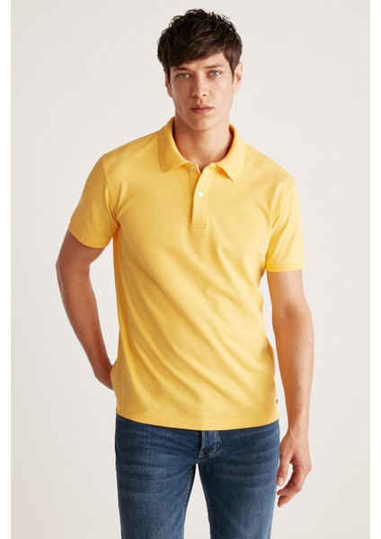 Chrıs Erkek Regular Kalıp %100 Pamuk Sarı Polo Yaka T-shirt