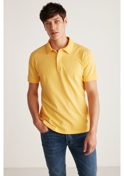 Chrıs Erkek Regular Kalıp %100 Pamuk Sarı Polo Yaka T-shirt fiyatları