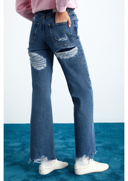 COCHEM Kadın Organik Pamuk İç Göstermeyen Astarlı Mavi Jeans