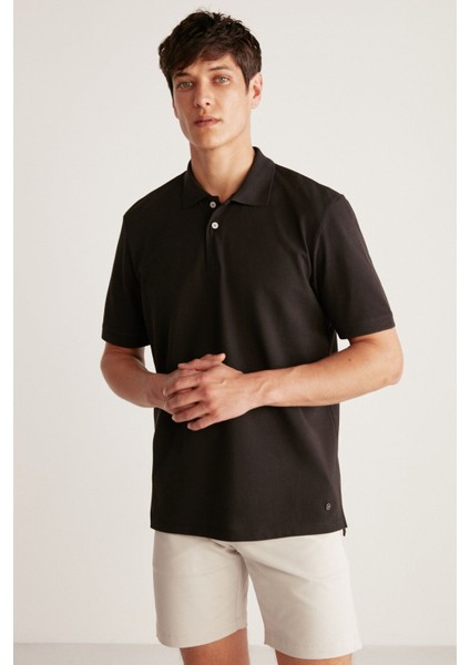 Chrıs Erkek Regular Kalıp %100 Pamuk Siyah Polo Yaka T-shirt fiyatları