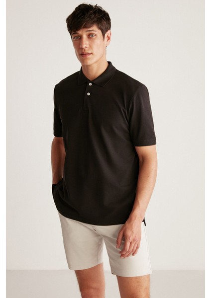 Chrıs Erkek Regular Kalıp %100 Pamuk Siyah Polo Yaka T-shirt modelleri