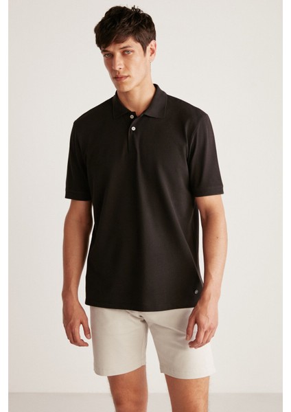 Chrıs Erkek Regular Kalıp %100 Pamuk Siyah Polo Yaka T-shirt fırsatları