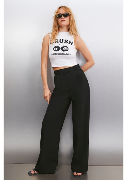 Azura Kadın Baskılı Kısa Kollu Crop Beyaz T-shirt indirimleri