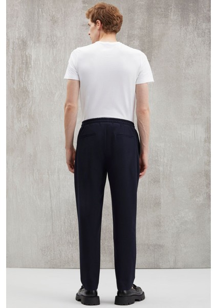 Blaz Erkek Dokuma Beli Lastikli Slim Fit Kesimli Kordonlu Cepli Lacivert Pantolon