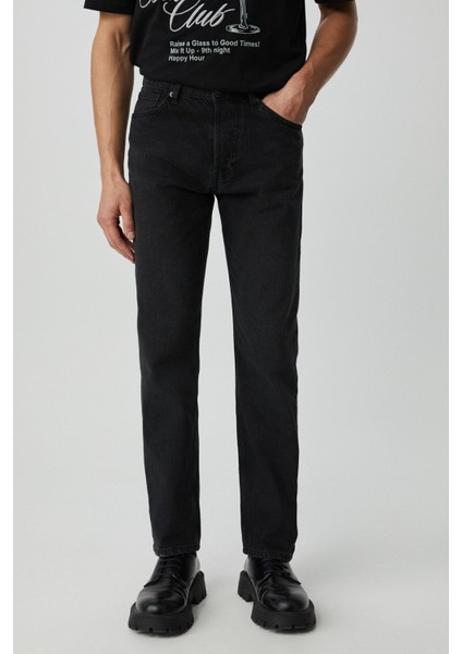 Erkek Regular Fit Rahat Kesim Kalın Dokulu Yıkama Efektli Magic Denim Antrasit Jeans