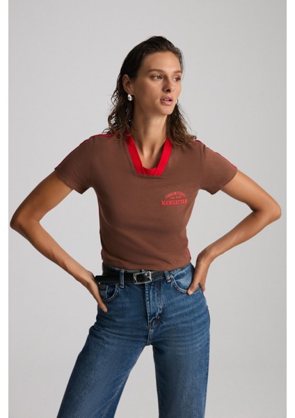 Arıanwen %100 Polyester Kadın Kahverengi T-Shirt fırsatları