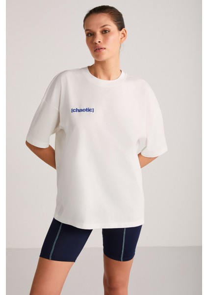 Arcadıa Kadın Arka Ve Önü Yazi Detaylı Ekru/mavi T-shirt fırsatları