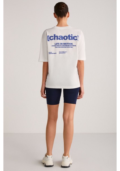 Arcadıa Kadın Arka Ve Önü Yazi Detaylı Ekru/mavi T-shirt indirimleri