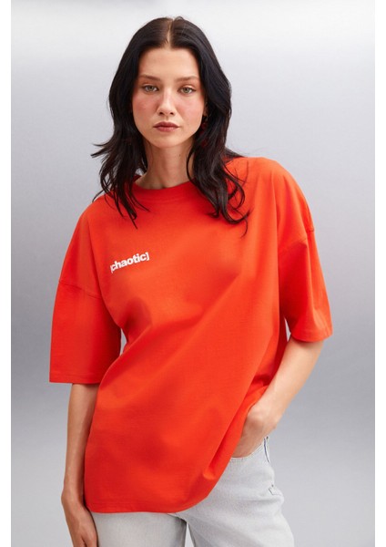 ARCADIA Kadın Arka ve Önü Yazi Detaylı %100 Organik Pamuklu Kırmızı T-Shirt fiyatları