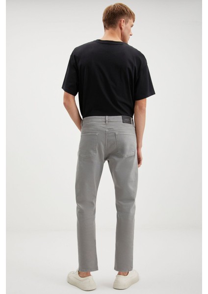 Antonıa Erkek Tappared Fit Boru Paça Kalın Dokulu Esnek Yapılı Magic Denim Kot Açık Gri Jeans