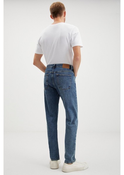 Antonıa Erkek Tappared Fit Boru Paça Kalın Dokulu Esnek Yapılı Magic Denim Kot Açık Mavi Jeans