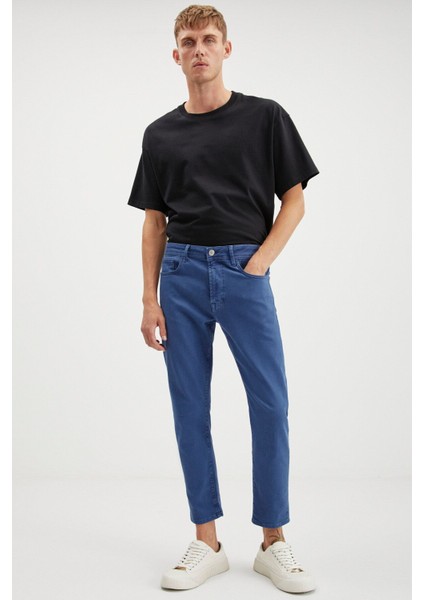 Antonıa Erkek Tappared Fit Boru Paça Kalın Dokulu Esnek Yapılı Magic Denim Kot Mavi Jeans