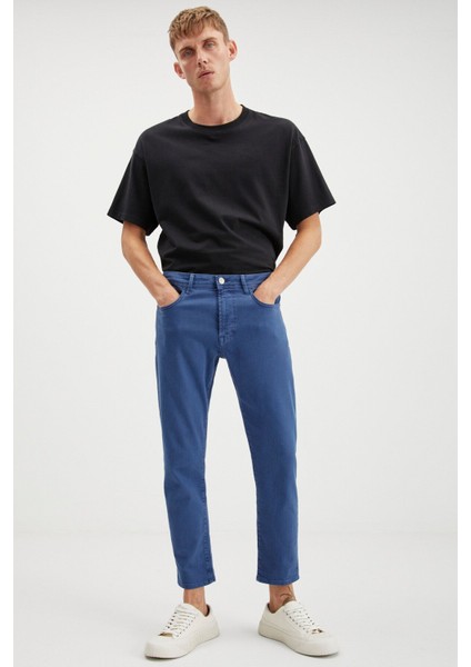 Antonıa Erkek Tappared Fit Boru Paça Kalın Dokulu Esnek Yapılı Magic Denim Kot Mavi Jeans
