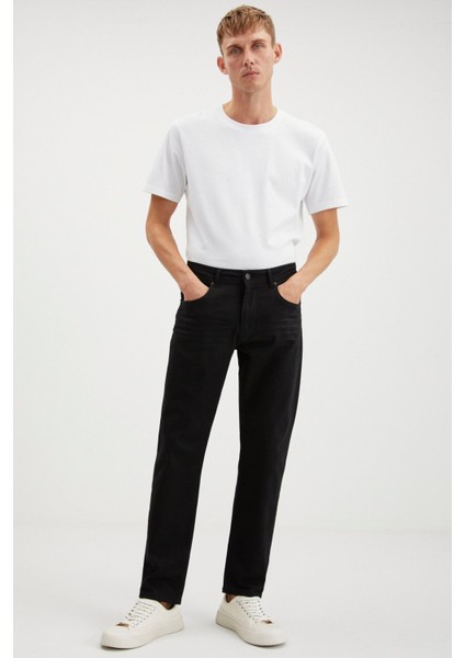 Davın Erkek Denim Kalın Dokulu Slim Fit Kalıplı Siyah Jeans