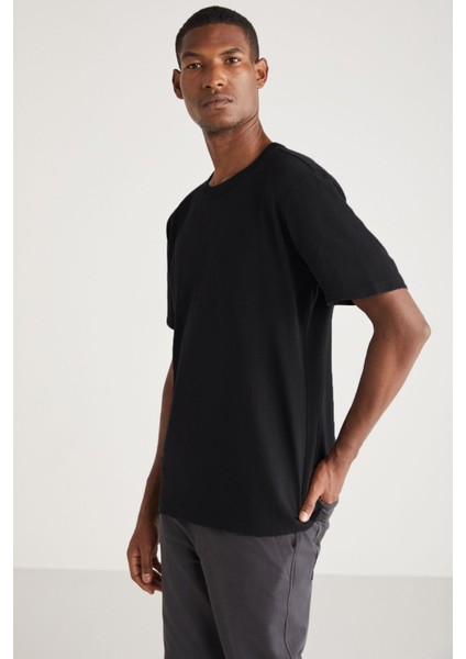 Greg Erkek Slim Fit Uzun Boy Ultra Esnek Pamuk Likralı Siyah T-shirt modelleri