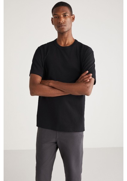 Greg Erkek Slim Fit Uzun Boy Ultra Esnek Pamuk Likralı Siyah T-shirt fırsatları