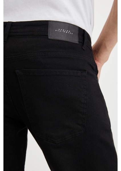 Herman Erkek Denim Kalın Dokulu Slim Fit Kalıplı Siyah Jeans