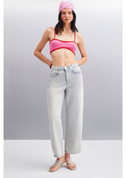 Helmı Kadın Business Regular Fit %100 Organik Pamuk Normal Bel Gri Jeans