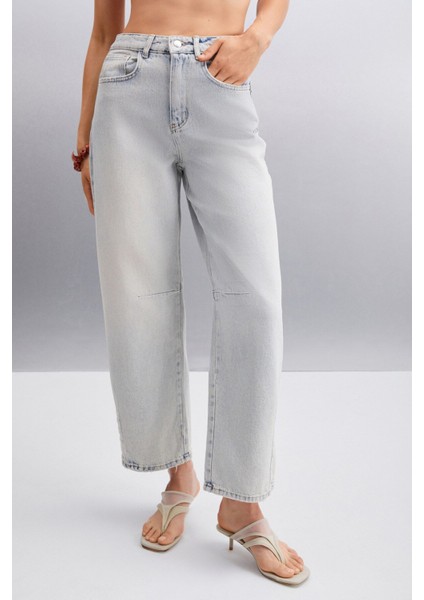 Helmı Kadın Business Regular Fit %100 Organik Pamuk Normal Bel Gri Jeans