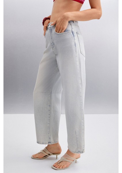 Helmı Kadın Business Regular Fit %100 Organik Pamuk Normal Bel Gri Jeans