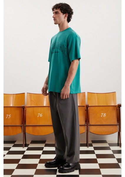 Norıs Erkek Regular Fit Pamuk Baskılı Yeşil T-shirt