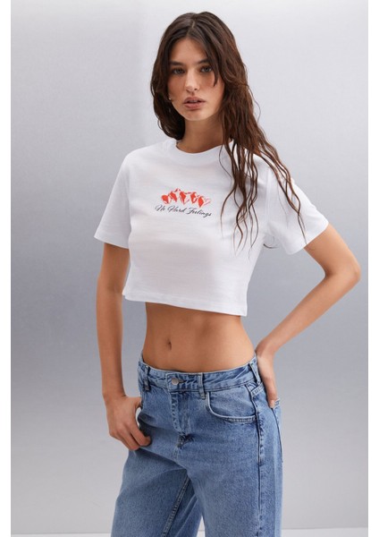 LUDMILLA 100% Pamuk Kadın T-Shirt Beyaz T-Shirt fırsatları
