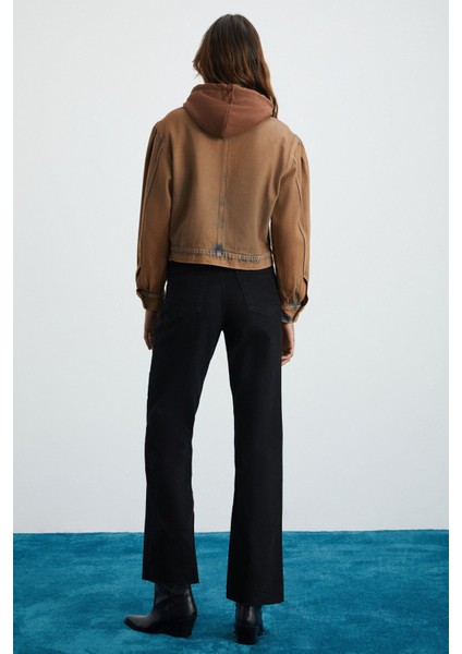 Marquesha Kadın Crop Wild Vintage Kahverengi Ceket