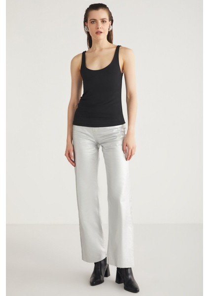 Dolly Kadın Basic Nefes Alabilen Kumaş Kalın Askılı Slim Fit Siyah Atlet