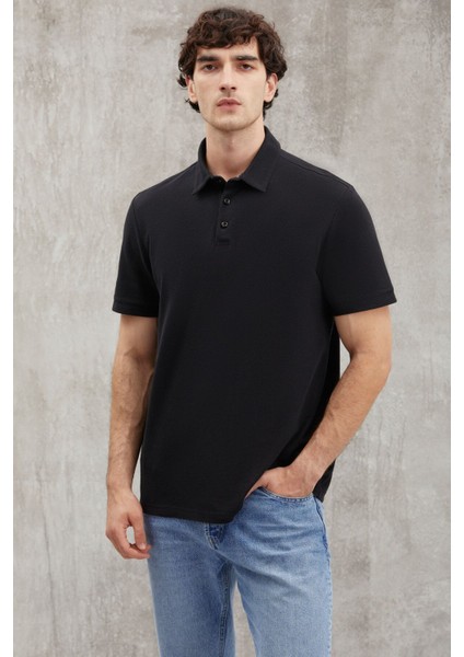 Eddıe Erkek Slim Fit %100 Pamuk Siyah Polo Yaka T-Shirt fiyatları
