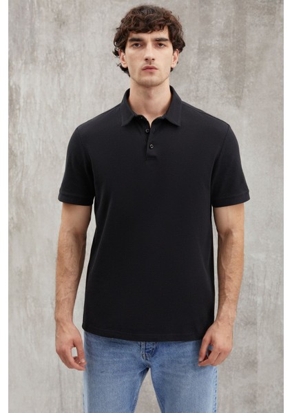 Eddıe Erkek Slim Fit %100 Pamuk Siyah Polo Yaka T-Shirt modelleri