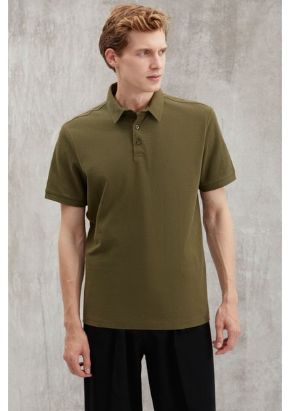 Eddıe Erkek Slim Fit %100 Pamuk Haki Polo Yaka T-Shirt fiyatları