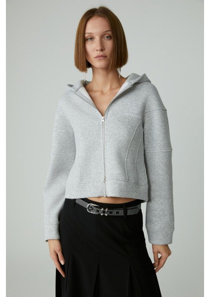 Robına Kadın Şardonlu Kapüşonlu Nakış Detaylı Grimelanj Sweatshirt
