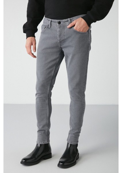 Johen Erkek Skinny Fit Yıpratmalı Esnek Yapılı Kalın Dokulu Denim Gri Jeans fiyatları