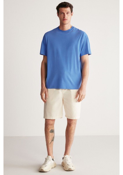 Rudy Erkek Slim Fit %100 Pamuklu Orta Kalınlıkta Mavi T-Shirt