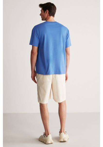 Rudy Erkek Slim Fit %100 Pamuklu Orta Kalınlıkta Mavi T-Shirt