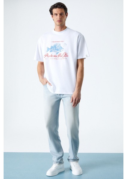 Pescherıa Erkek Regular Fit Beyaz T-Shirt